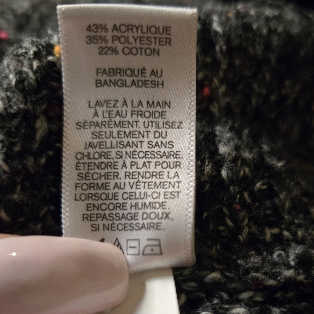 Express Cowl Neck Sweater Dark Gray/Multicolor Size Small - Picture 6 of 9